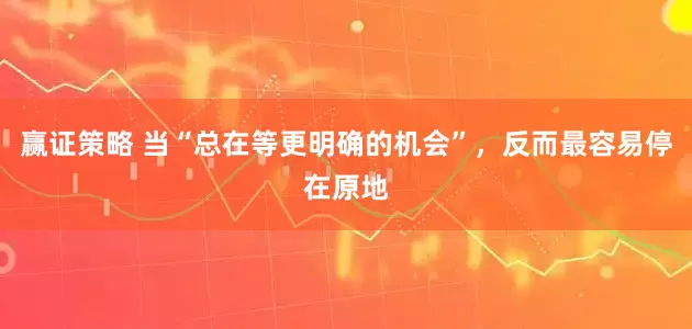 赢证策略 当“总在等更明确的机会”，反而最容易停在原地